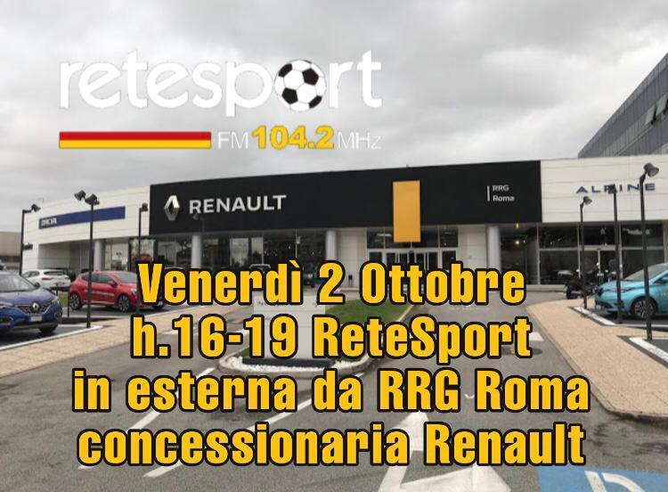ReteSport in esterna presso RRG Concessionaria Renault: appuntamento alle 16:00 in via Tiburtina 1155
