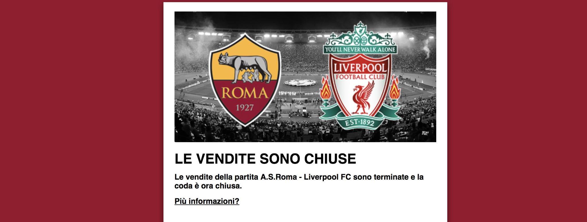 Roma-Liverpool, Olimpico sold out per il 2 maggio