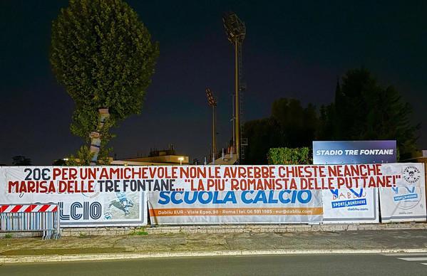 Tre Fontane, protesta di alcuni tifosi per il prezzo dell’amichevole col Cannes – FOTO
