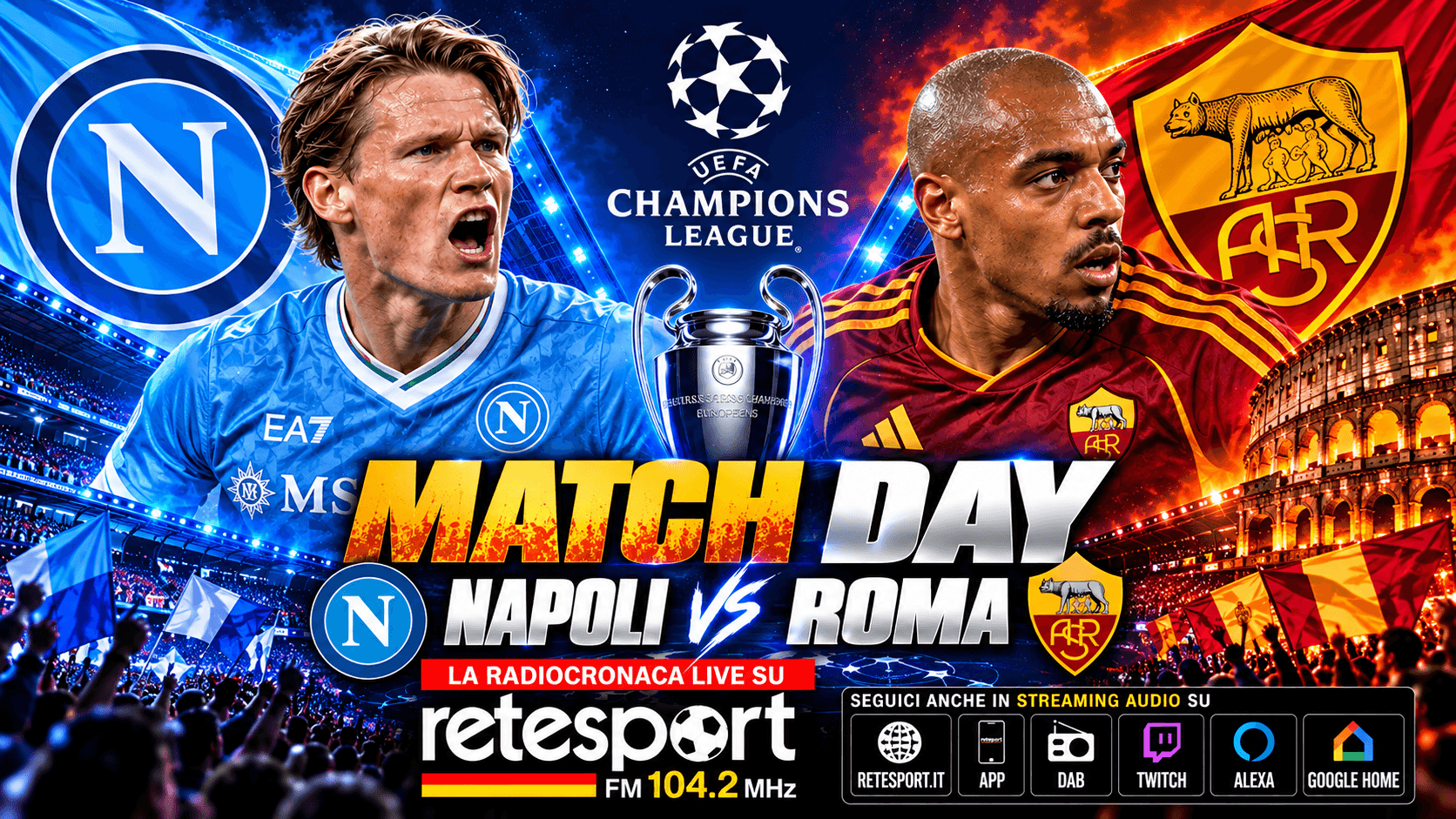 Napoli-Roma, le probabili formazioni e come seguire il match su Retesport