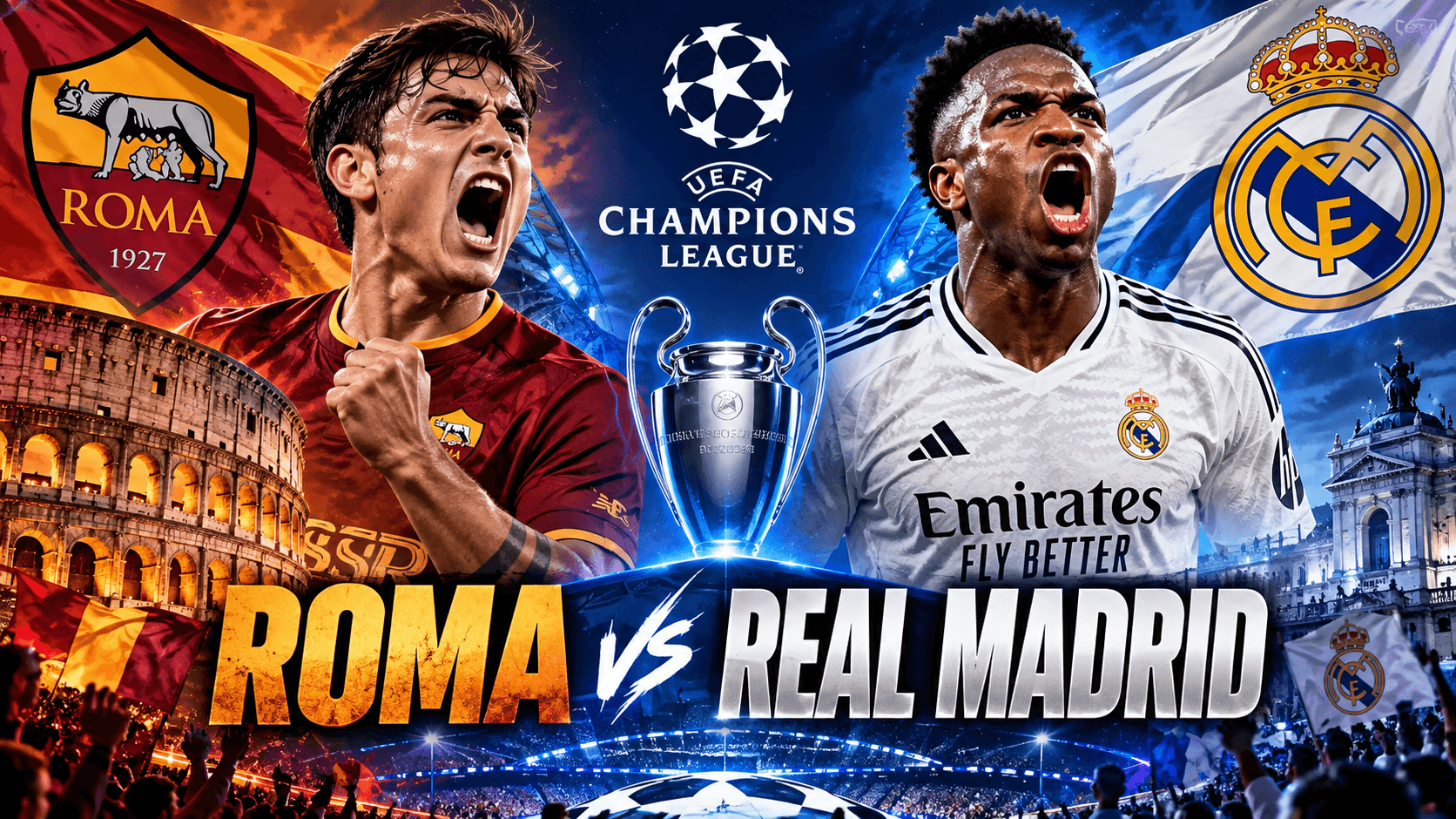Roma-Real Madrid 3-4 (20′ De Roon, 25′ Mbappè, 51′ 58′ Malen, 84′ Espì, 86′ Endrick, 90′ Rudiger) – Incredibile poker Real